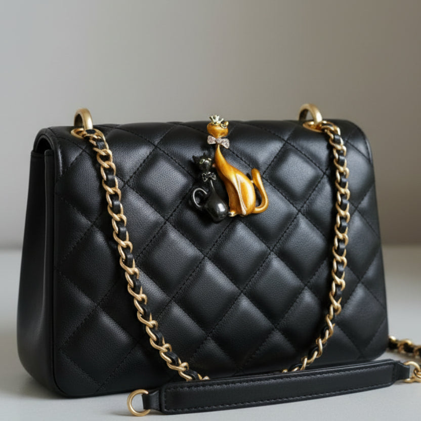 Black and Orange Cat Sisters Brooch